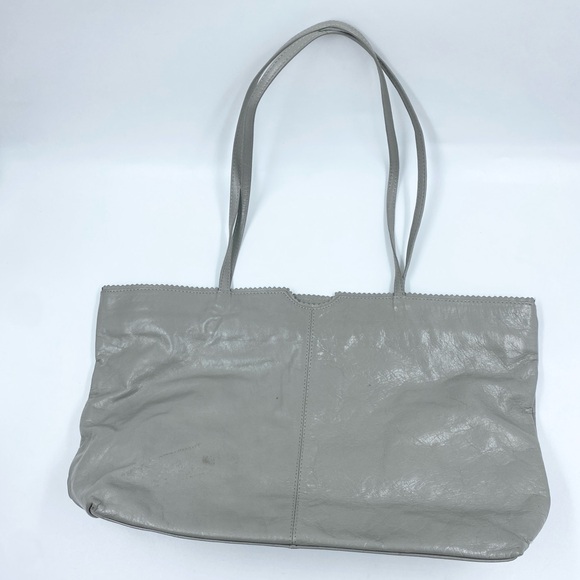 Latico Lightweight Leather Tote Bag Purse EUC Gray Floral Lined - Picture 3 of 5